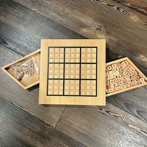 Sudoku Wooden Playing Board With Storage Drawers